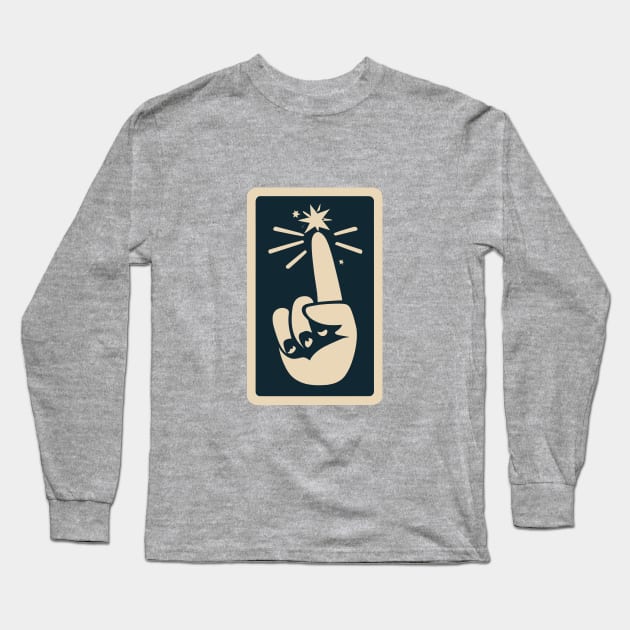 index finger sparks idea poster Long Sleeve T-Shirt by Kingrocker Clothing